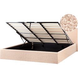 ORBEY - Bed met opbergruimte - Beige - 180 x 200 cm - Bouclé