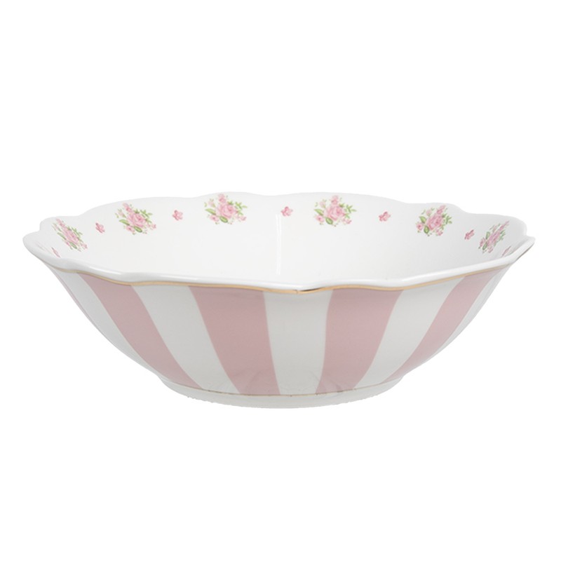 Clayre & Eef Soepkom 350 ml Roze Wit Porselein Roosjes - 