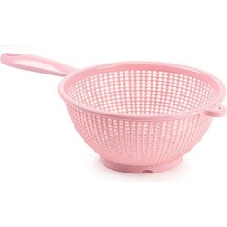 Plasticforte Keuken vergiet/zeef - kunststof - Dia 24 cm x Hoogte 11 cm - roze - Vergieten