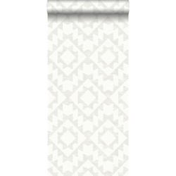 ESTAhome behang Marrakech aztec tapijt licht warm grijs en wit
