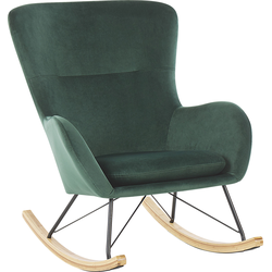 Beliani ELLAN - Schommelfauteuil-Groen-Fluweel