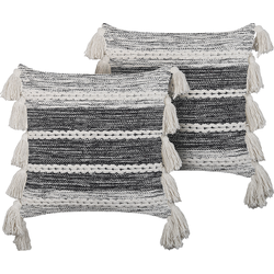 ROCHEA  - Sierkussen set van 2 - Gebroken wit - 45 x 45 cm - Katoen