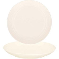 PlasticForte Rond bord/camping bord - 8x - D25 cm - Ivoor wit - kunststof - Dinerborden