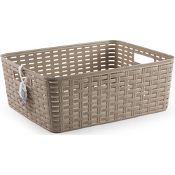 Plasticforte Opbergmand - Kastmand - rotan kunststof - lichtbruin - 12 Liter - 30 x 37 x 13 cm - Opbergmanden