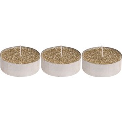 12x Gouden glitter waxinelichtjes 6 cm - Waxinelichtjes