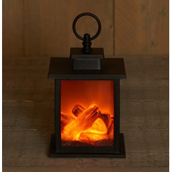 Batterijverlichting haard zwart 12 x 12 x 18,5 cm met timer