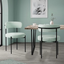 Eetkamerstoel set van 2 met teddy stof met rugleuning groen Keukenstoel ML-Design