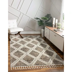 Milda vloerkleed - Geruit Scandinavische Stijl Modern Handgemaakt Look - Beige - 160 X 230 CM