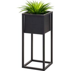 H&S Collection Plantenpot - zwart metalen standaard - 21 x 50 cm - Plantenpotten