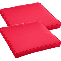 Set van 2x stuks stoelkussens voor binnen en buiten in de kleur rood 40 x 40 x 4 cm - tuinstoelkussens