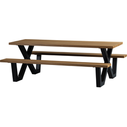 WOOOD Tablo Picknicktafel Met X-poot Buiten - Naturel - 75x206x145