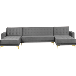 Beliani ABERDEEN - Modulaire Sofa-Grijs-Fluweel