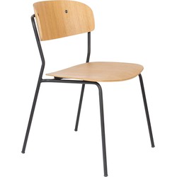 Housecraft Living Jolien Eetkamerstoelen Zwart/Hout - Set van 2