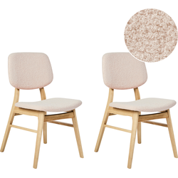 ELLA - Eetkamerstoel set van 2 - Lichtbeige - Licht hout/Bouclé