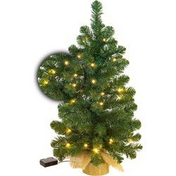 Excellent Trees® Jarbo Mini Kerstboom 60 cm met batterij verlichting - Kunstkerstboom kant en klaar met Verlichting - Hoogwaardig PVC - 35 LED Lampjes