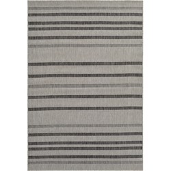 Vercai Rugs Terrace Collectie - Laagpolig Vloerkleed - Tapijt voor Binnen en Buiten - Polypropyleen - Zilver Zwart - 160x220 cm