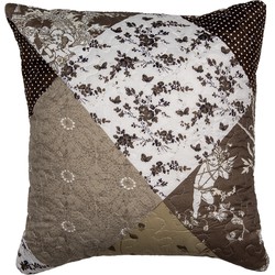 Clayre & Eef Kussenhoes 40x40 cm Bruin Polyester Bloemen Sierkussenhoes