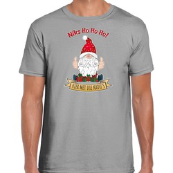 Bellatio Decorations fout kersttrui t-shirt heren - Kado Gnoom - grijs - Kerst kabouter S - kerst t-shirts
