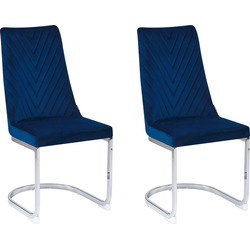 ALTOONA - Eetkamerstoel - Marineblauw - Fluweel