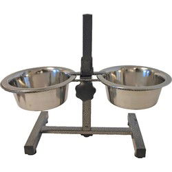 Honden/huisdieren voederbak en drinkbak - H standaard - 17 cm - RVS - Dieren drinkbak