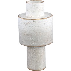 PTMD Shico White iron vase white wash round S