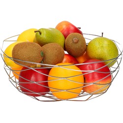 Medium-size fruitschaal Chrome metal rond 27 x 11 cm - Fruitschalen