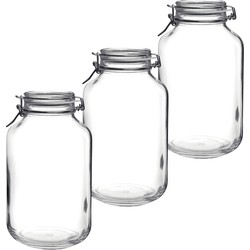 3x stuks weckpotten/inmaakpotten 4000ml/4ltr met beugelsluiting 15 x 28 cm - Weckpotten