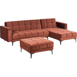 Beliani ALNES - Slaapbank-Rood-Fluweel