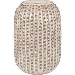 Vase - Vase in ceramic, brown with pattern, round, Ø13x20 cm