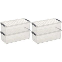 Sunware opbergbox - 4x - transparant - 9.5L - 48 x 19 x 15 cm - Opbergbox