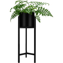 QUVIO Plantenstandaard inclusief pot - 22 x 22 x 60 cm - Metaal - Zwart - S