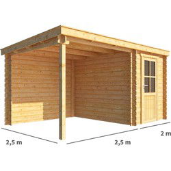 Blokhut met overkapping Els 450 cm bij 250 cm diep Lessenaarsdak