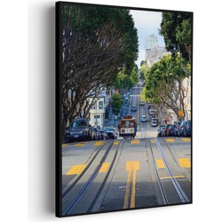 Muurwerken Akoestisch Schilderij - San Francisco Tram - Geluidsdempend Wandpaneel - Wanddecoratie - Geluidsisolatie - BASIC (AW 0.65) XXL (107X150)