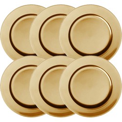 Set van 6x stuks diner onderborden goud rond kunststof 33 cm - Onderborden