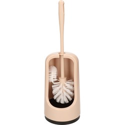 WC-borstel/toiletborstel met randreiniger en houder beige 41 cm van kunststof - Toiletborstels