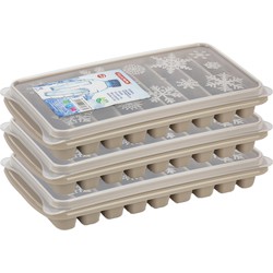 3x stuks Trays met Flessenhals ijsblokjes/ijsklontjes staafjes vormpjes 10 vakjes kunststof taupe - IJsblokjesvormen