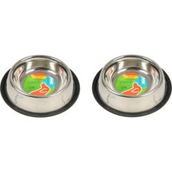 Set van 2x stuks honden eet of drink kom met opdruk 500 ml 21 cm diameter - Dieren drinkbak