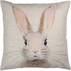 Clayre & Eef Kussenhoes 45x45 cm Beige Polyester Konijn