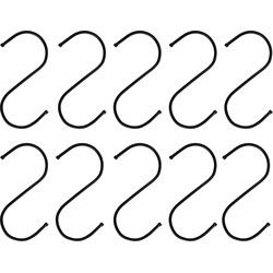 QUVIO Ophanghaken - RVS - zwart - L - 12 cm (h) - 10 stuks