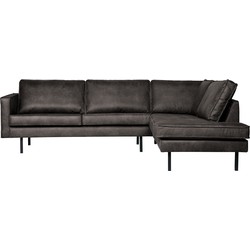 BePureHome Rodeo Hoekbank Rechts - Eco-leder - Zwart - 85x266x86/213