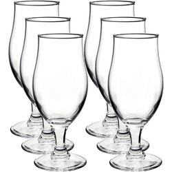 6x Speciaal bierglazen/tulpglazen transparant op voet 375 ml Executive - Bierglazen