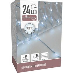 Draadverlichting lichtsnoer met 24 lampjes helder wit op batterij 180 cm - Lichtsnoeren