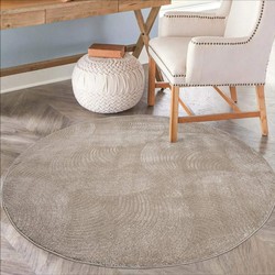 Rond Laagpolig vloerkleed - Junius Modern Beige - 160 X 160 Rond CM