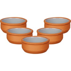Set 18x tapas/creme brulee serveer schaaltjes terracotta/grijs 8x4 cm - Snack en tapasschalen