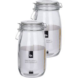 Excellent Houseware keuken voedsel Opslagpotten - 2x - 1500 ML - glas - Weckpotten
