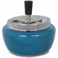 Draai asbak - metallic turquoise blauw - 13 cm - draai asbak - Asbakken