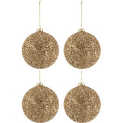 J-line - Doos Van 4 Kerstballen Glitter Glas Goud Large - 13x13x15cm