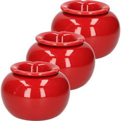 Terras asbak/stormasbak - 3x - rond - keramiek - 16 x 11 cm - rood - Asbakken