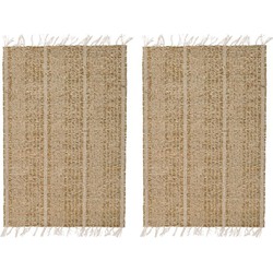 2x Beige/naturel gevlochten placemat 33 x 47 cm rechthoek - Placemats