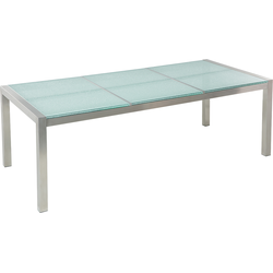 Beliani GROSSETO - Tuintafel-Transparant-Veiligheidsglas, RVS